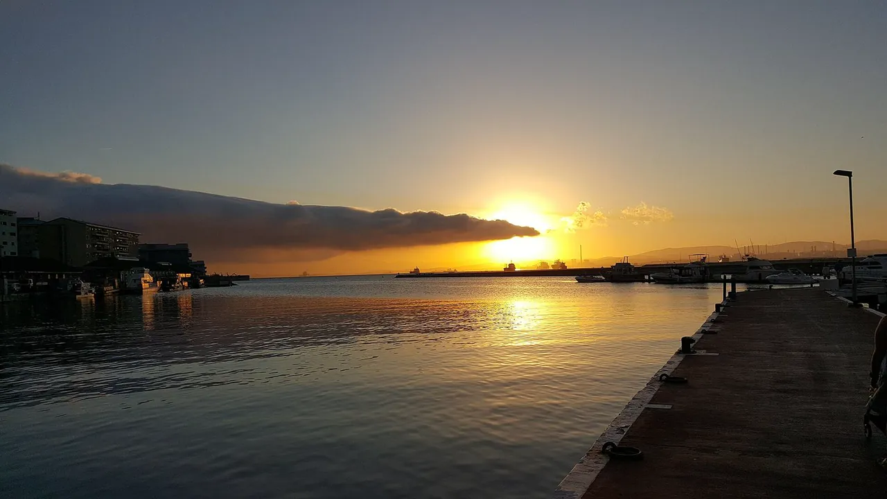 Sunset over Ocean Village Marina, Gibraltar